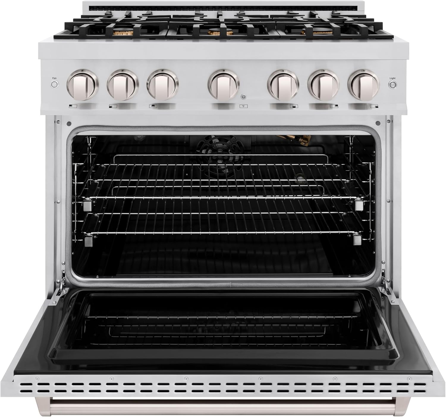 ZLINE 36 in. 5.2 cu. ft. Classic Gas Range with Convection Gas Oven in Stainless Steel with 6 Brass Burners (CGR-BR-36)