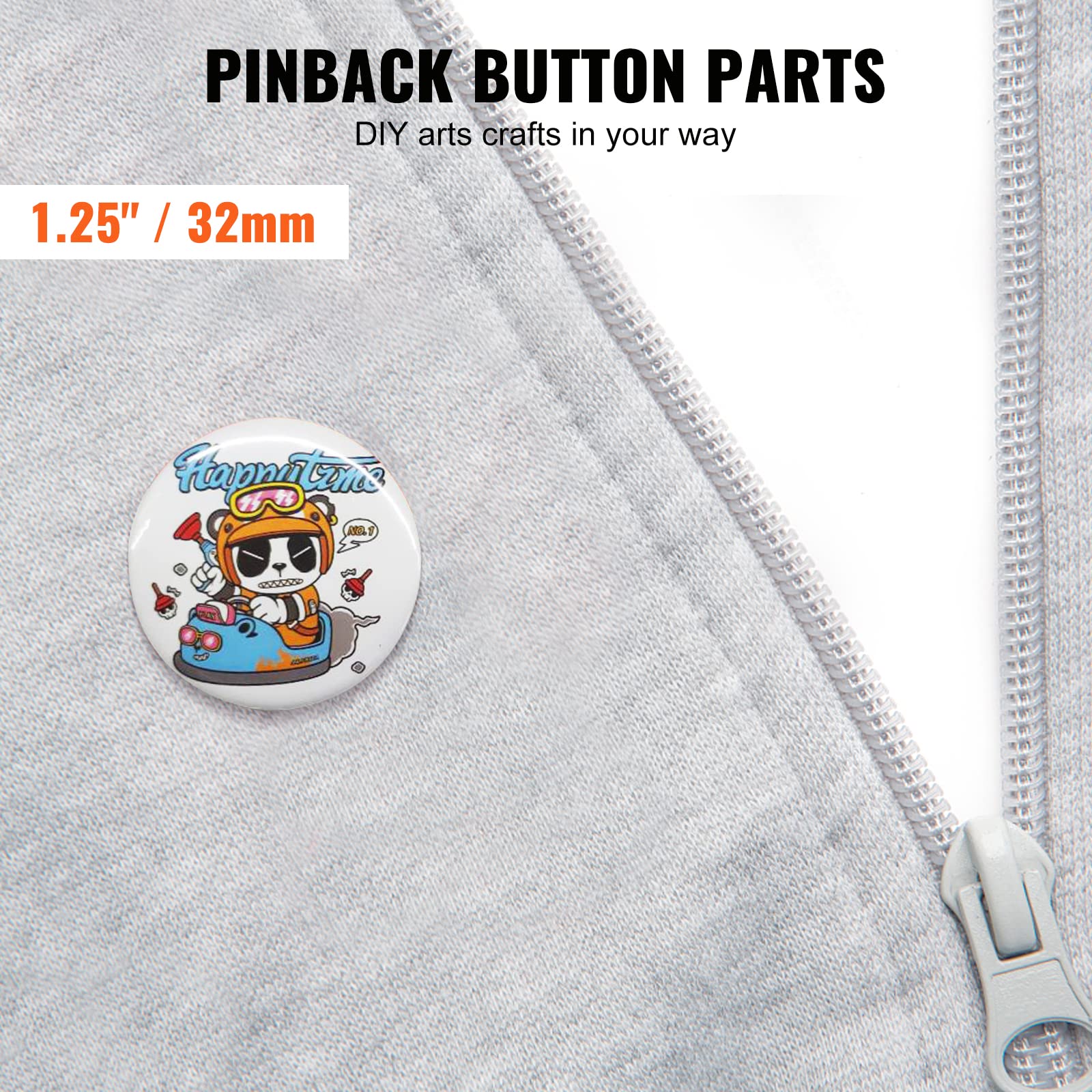 VEVOR Kit di Bottoni Badge Spille Personalizzate in Metallo Plastica Diametro 32mm 500 Pezzi Totale per Macchina Manuale di Fustellatrice per Badge Spille, Accessori di Badge Spille Fai-da-Te 500Pz