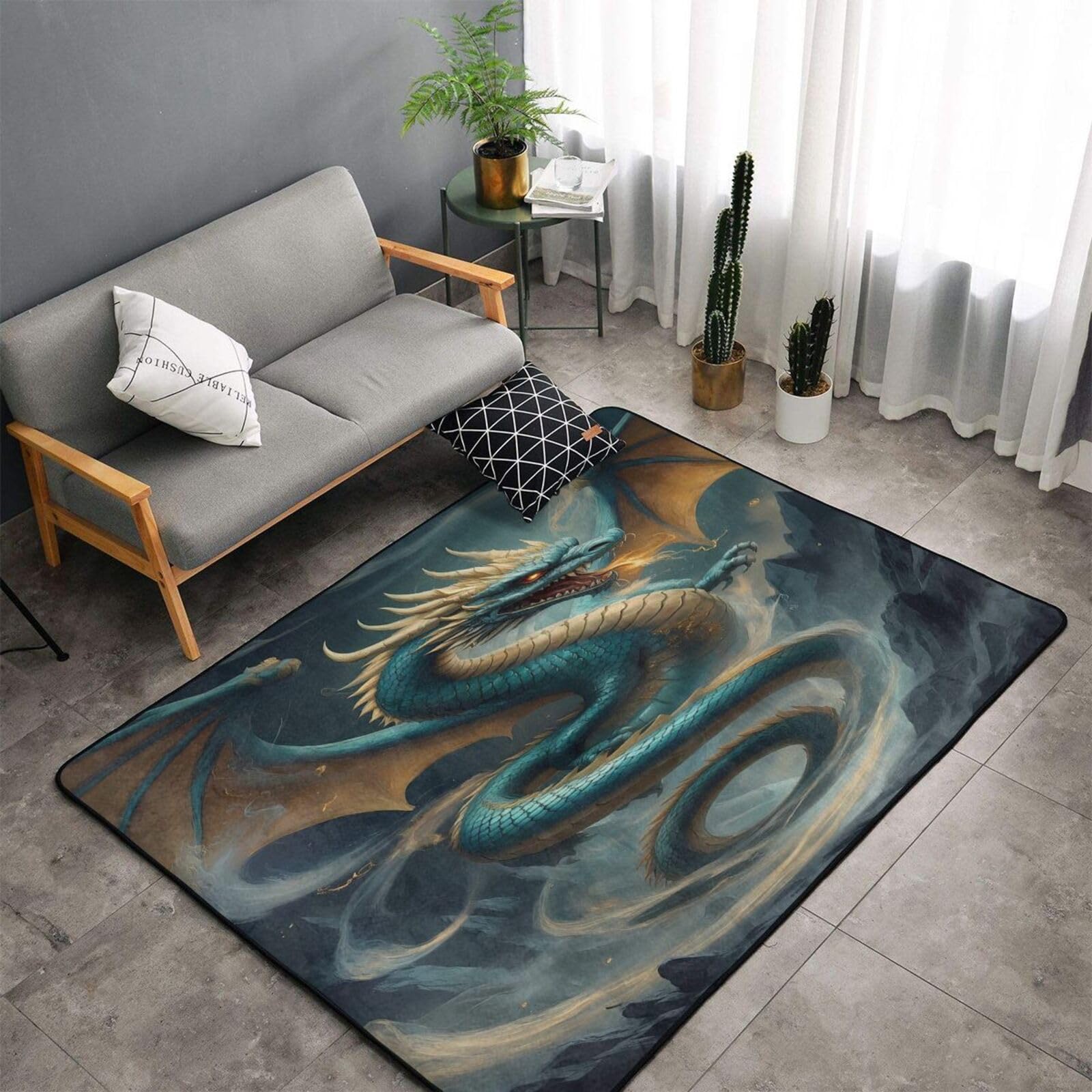 Alfombra de dragón ACEPrints 60x39 pulgadas para suelos fríos y apagados
