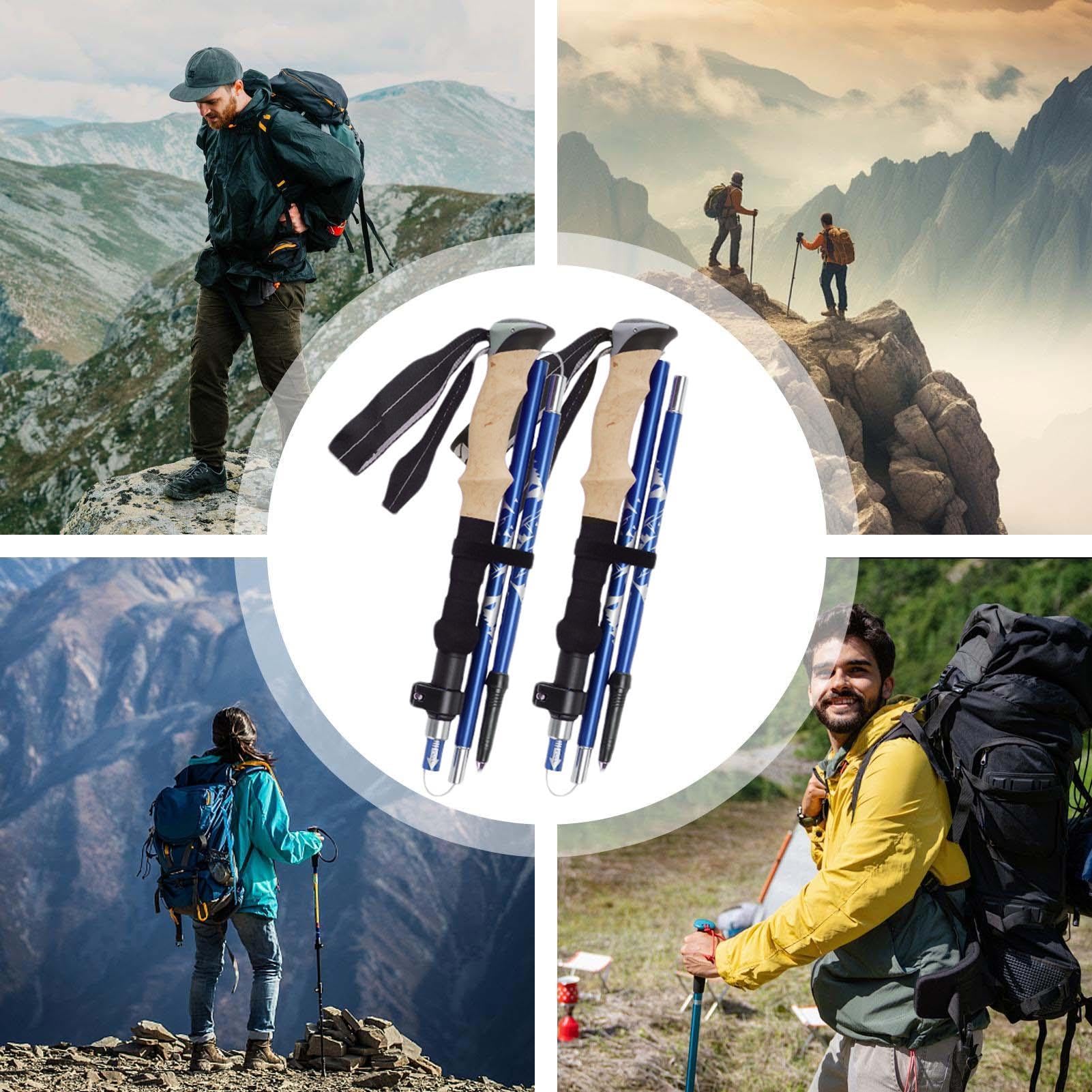 Teleskopowe kijki turystyczne, regulowane kijki trekkingowe, amortyzujące wstrząsy, stabilne, lekkie kijki do chodzenia z torbą do przenoszenia, sprzęt wspierający równowagę dla kobiet, mężczyzn