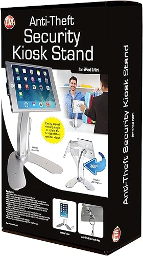 Miniatura 11 de Soporte de quiosco dual soporte de aluminio CTA con caja de bloqueo y cable. Base giratoria de 360 grados. Carcasa diseñada para iPad mini