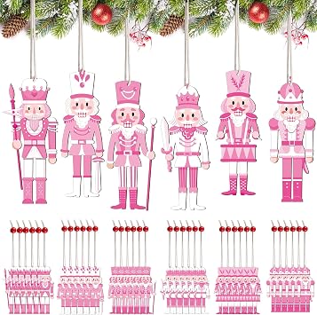 Spiareal 36 Pieces Christmas Nutcrackers Decorations Nutcracker Ornaments Wooden Hanging Christmas Decorations Nutcracker Figures Elegant Style