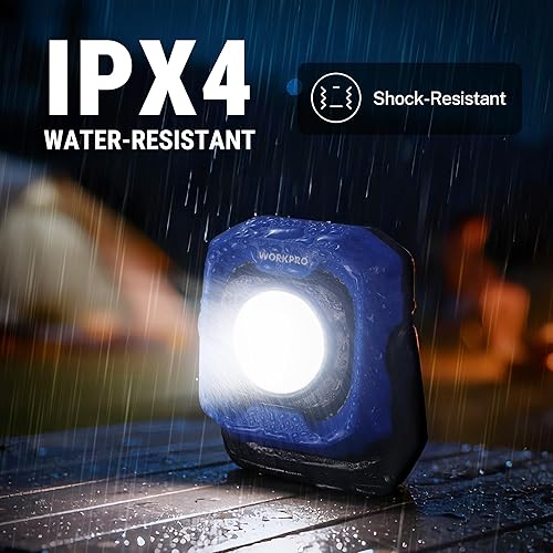 Miniatura 6 de WORKPRO Luz de trabajo recargable, luz magnética de 1200 lm con batería de 4000 mAh, LED portátil con 4 modos, resistente al agua IPX4, luz de
