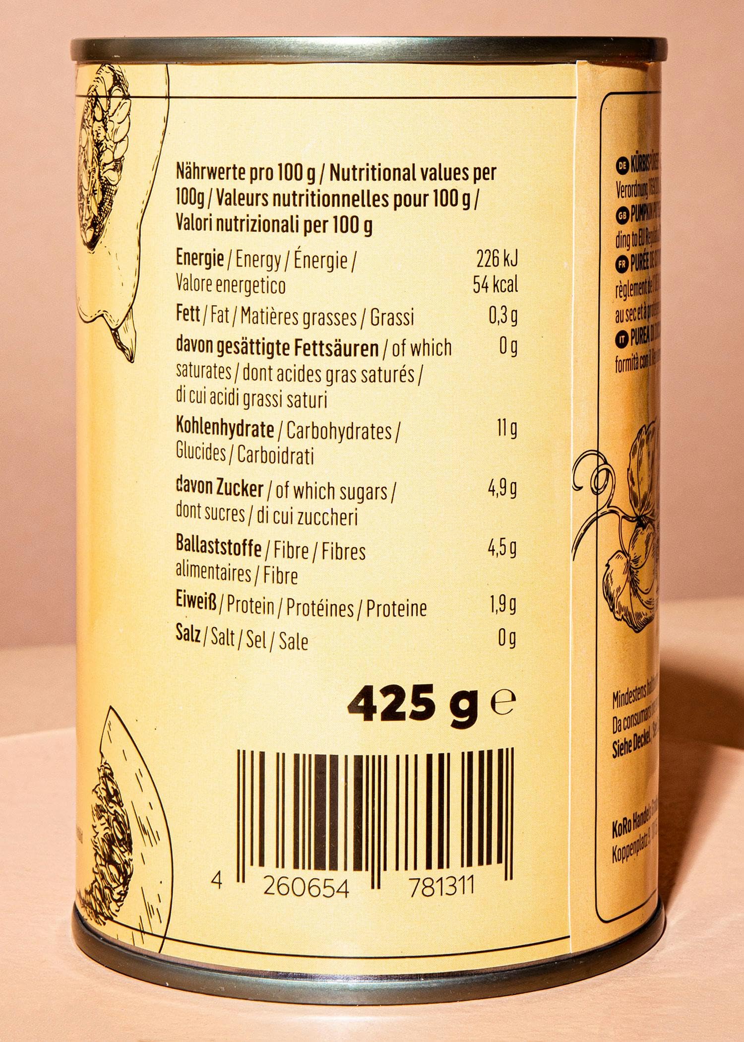 KoRo - Purea di zucca al naturale | 24 x 425 g