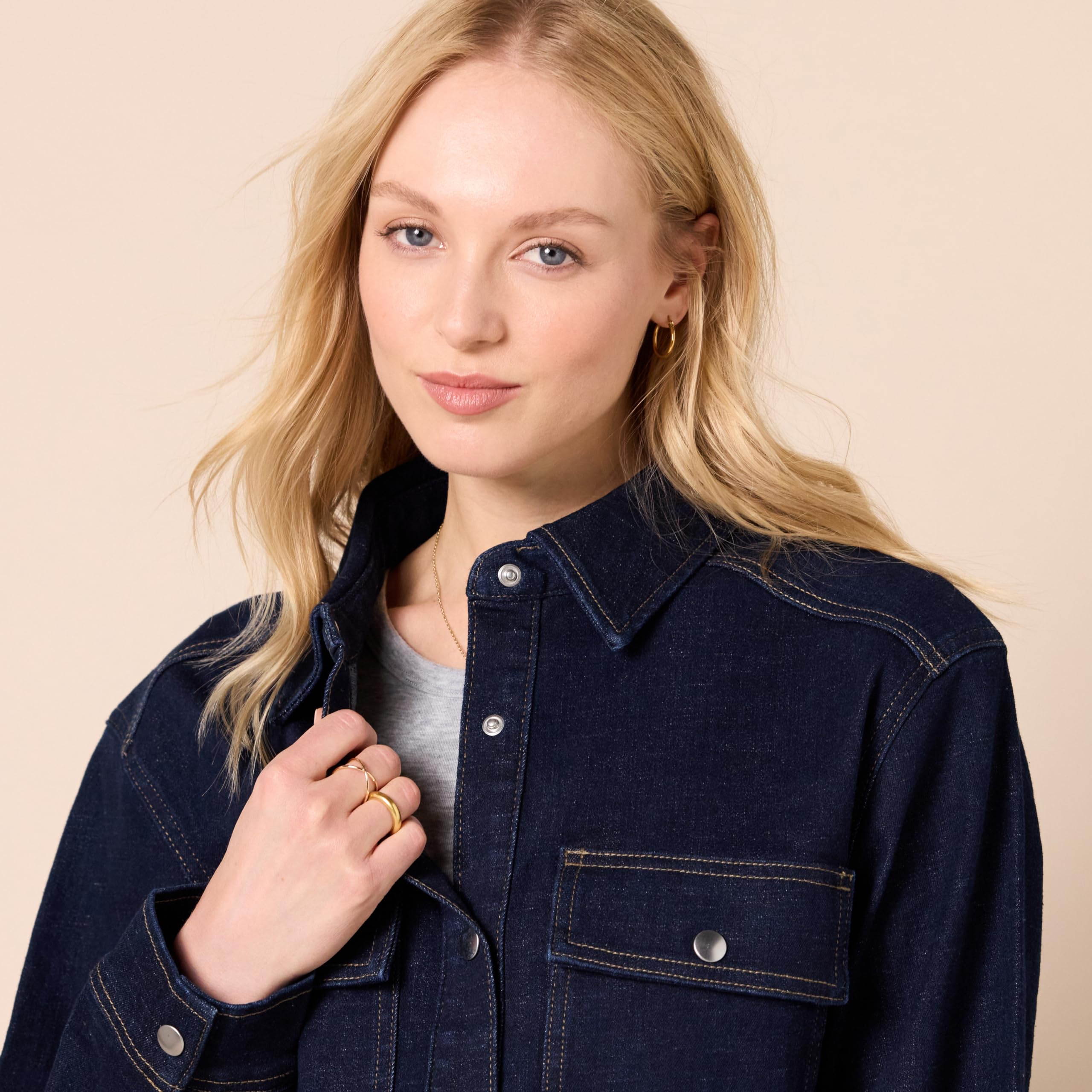 Amazon Essentials Camicia Pesante in Denim con Vestibilità Oversize Donna
