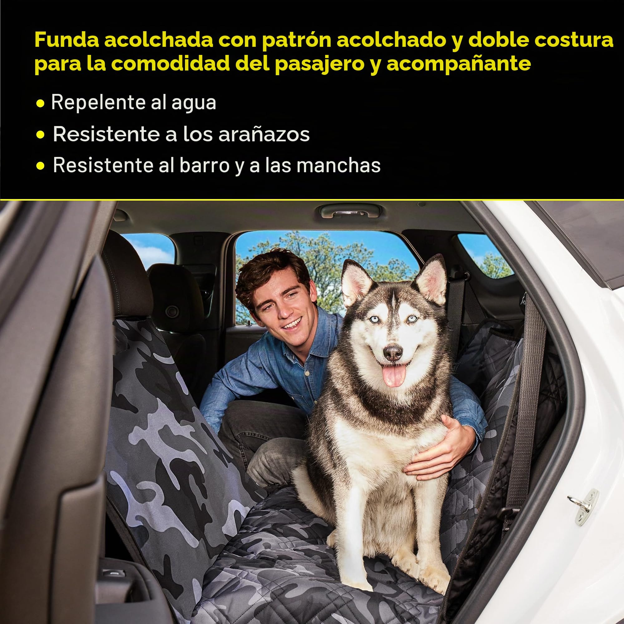 Meadowlark Funda de Asiento de Coche para Perro, Extra Resistente, Extra Acolchada, Antideslizante, Protector de Asiento Trasero Resistente al Agua para Coches, Camiones y SUV (60 Pulgadas de Ancho x