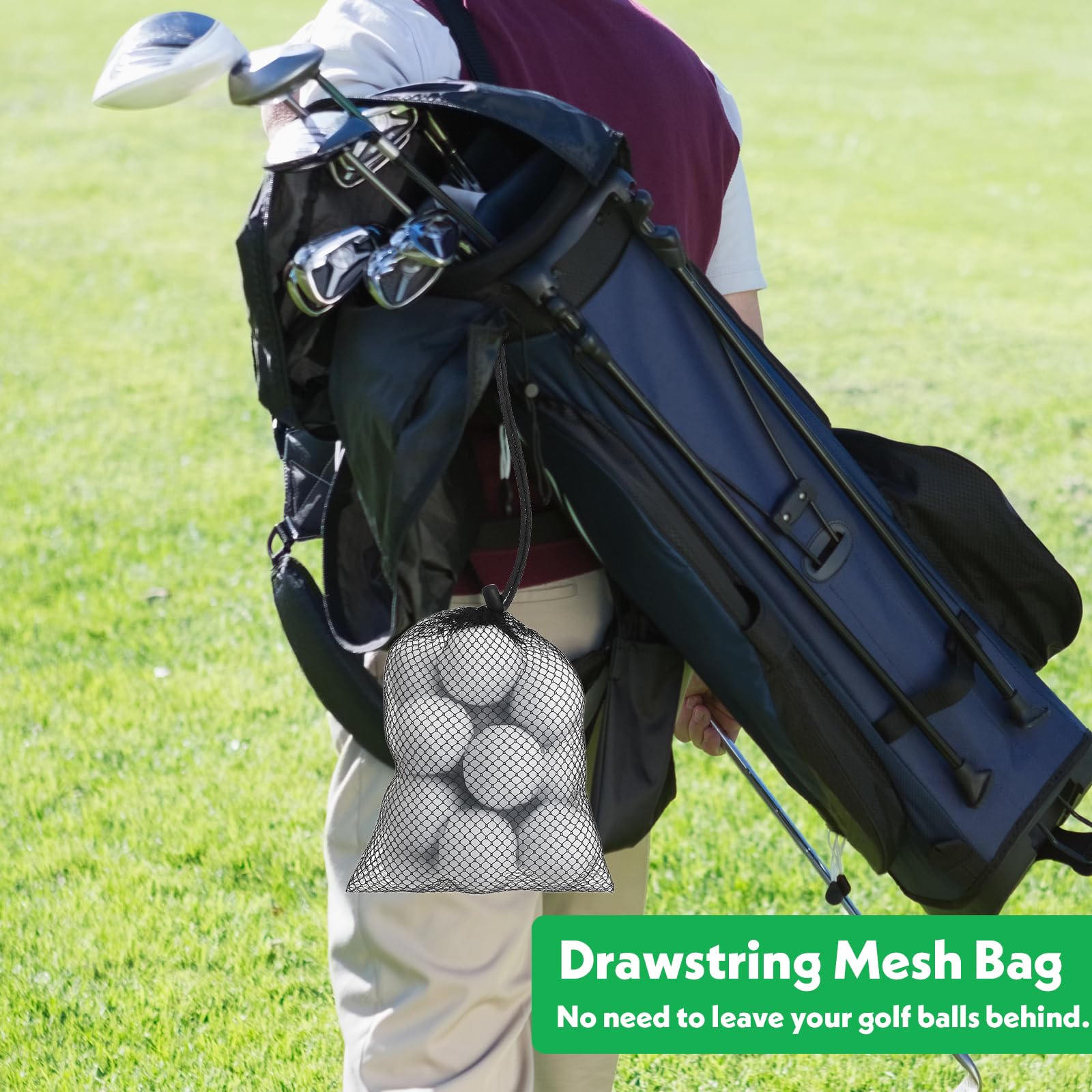 4 bolsas de malla con cordón para pelotas de golf, bolsa de almacenamiento de pelotas de golf, bolsa organizadora de equipos deportivos para recoger medias pelotas, tenis, playa, viajes (2