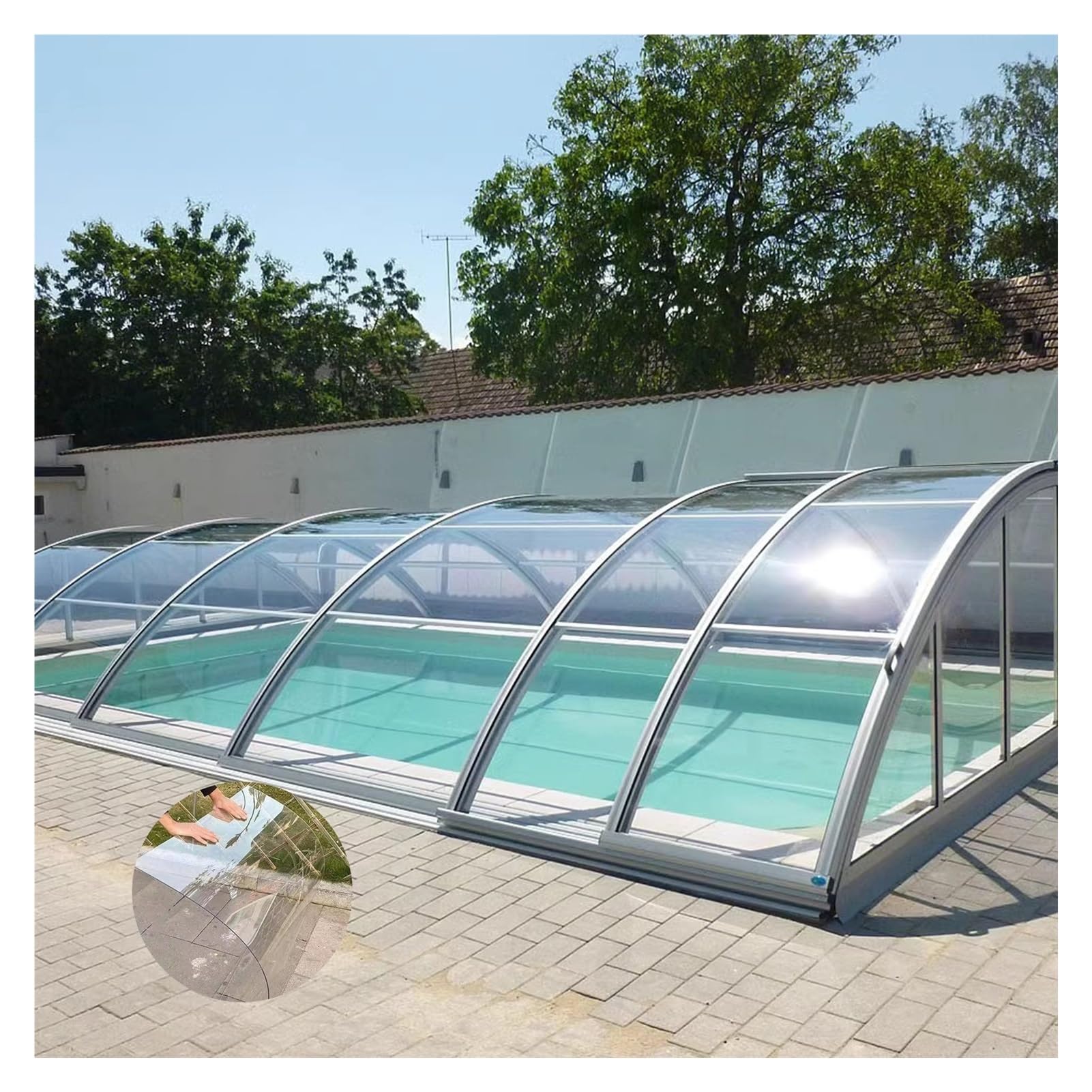 Paneles Policarbonato Transparente Tejados, Láminas Acrílicas Aislantes Calor, Impermeable, Protección UV, Fácil Cortar, for Invernaderos, Cobertizos, Carports(6X 13.1ft)