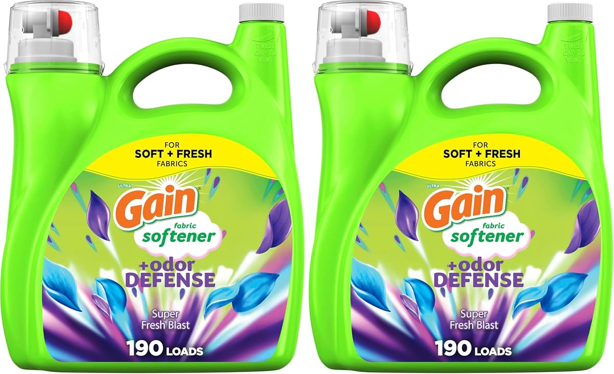 Gain Liquid Fabric Softener, Super Fresh Blast | 140 oz | 190 Loads | HE Compatible | Pack of 2