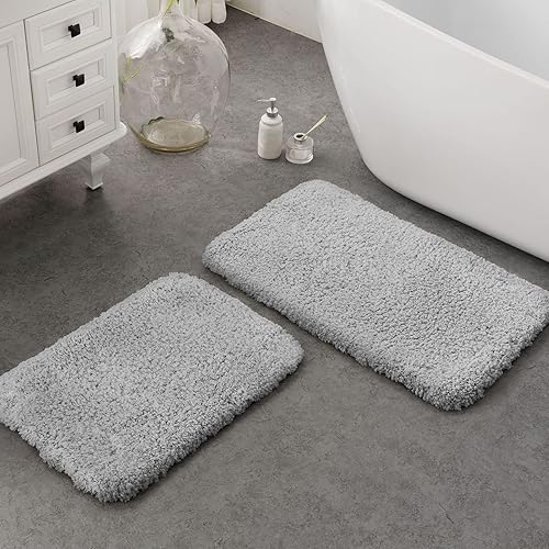 Miniatura 8 de Ashler - Juego de 2 alfombras de baño rojas, 2 piezas, tapetes de baño rectangulares de microfibra suave, lavables a máquina, 17 x 24 y 20 x 32