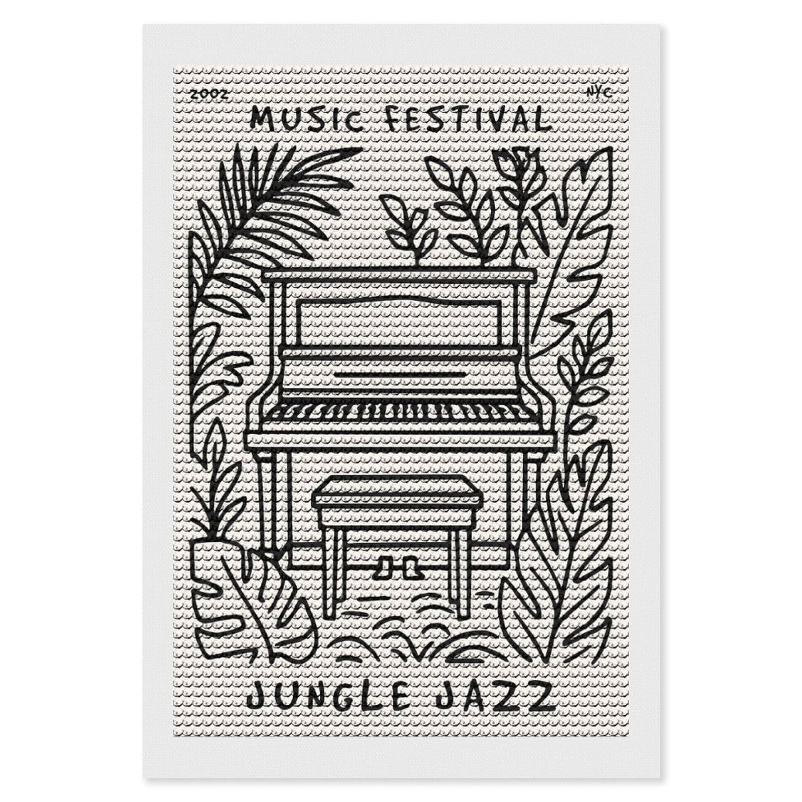 Junmoney Jungle Jazz Music Festival Diamond Painting Canvas Set 8"x12", Satisfying Creative Project, Easy to Follow Symbols, Fun Craft Experience