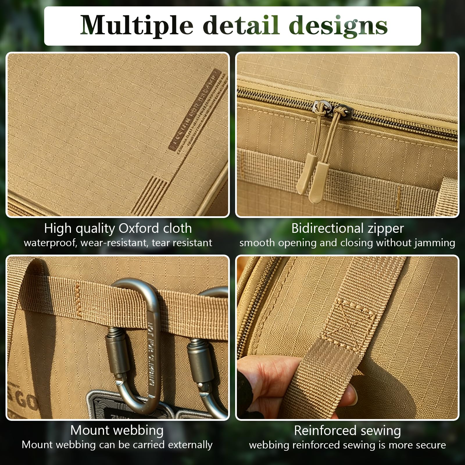 Campingtasche, Outdoor Tragetasche, Langlebig Und Wasserdicht, Inklusive Trennwand, Bietet Platz für Geschirr, Campingtasche Geschirr für Wandern Und Grillen (khaki)