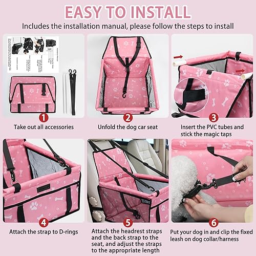 Miniatura 7 de PetsHome Asiento de automóvil para perro, plegable, impermeable, transpirable, bolsa de viaje Oxford para perros pequeños a medianos, cachorros y