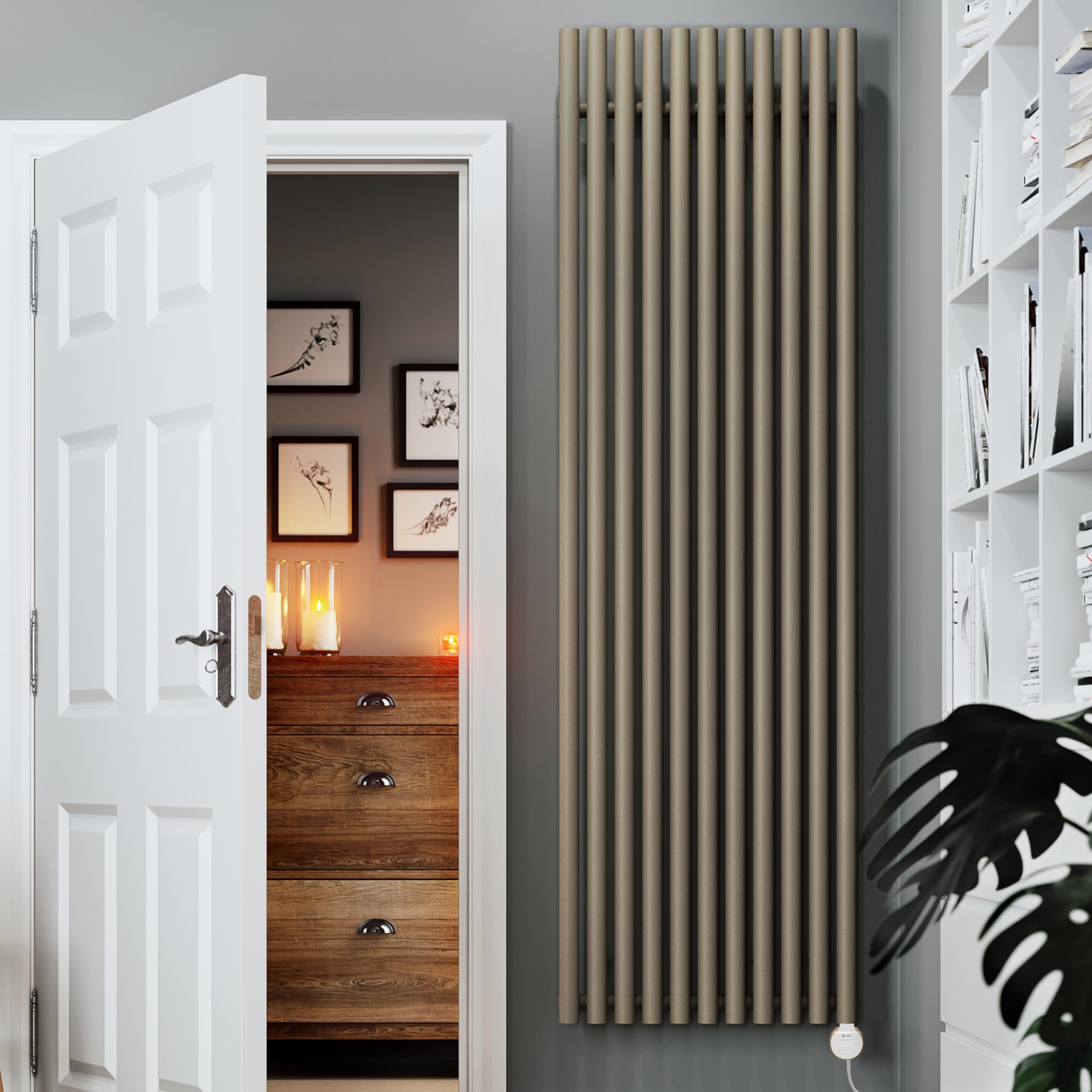 Terma Electric Radiator, Steel, Quartz Mocha, 2000h x 590w (mm) [1.5kw]