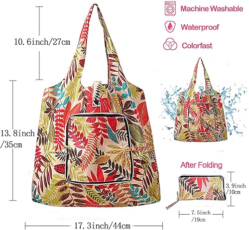 Miniatura 2 de Jiamusi 2 bolsas reutilizables con asas plegables lavables impermeables de gran capacidad bolsas de compras 2pcs Multicolor 5 L