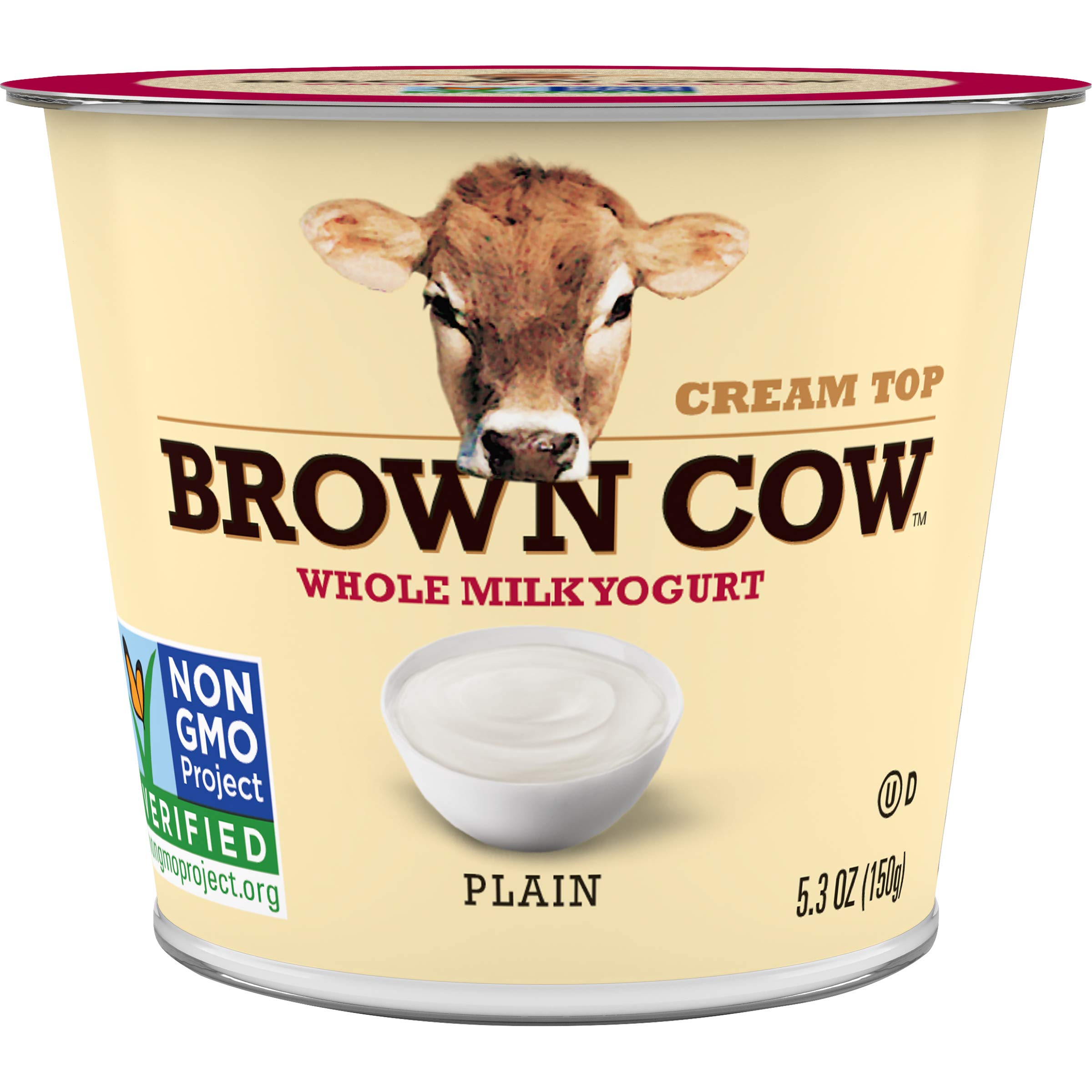 Brown Cow Cream Top Plain Whole Milk Yogurt, 5.3 oz. Cup - Creamy, Delicious Yogurt