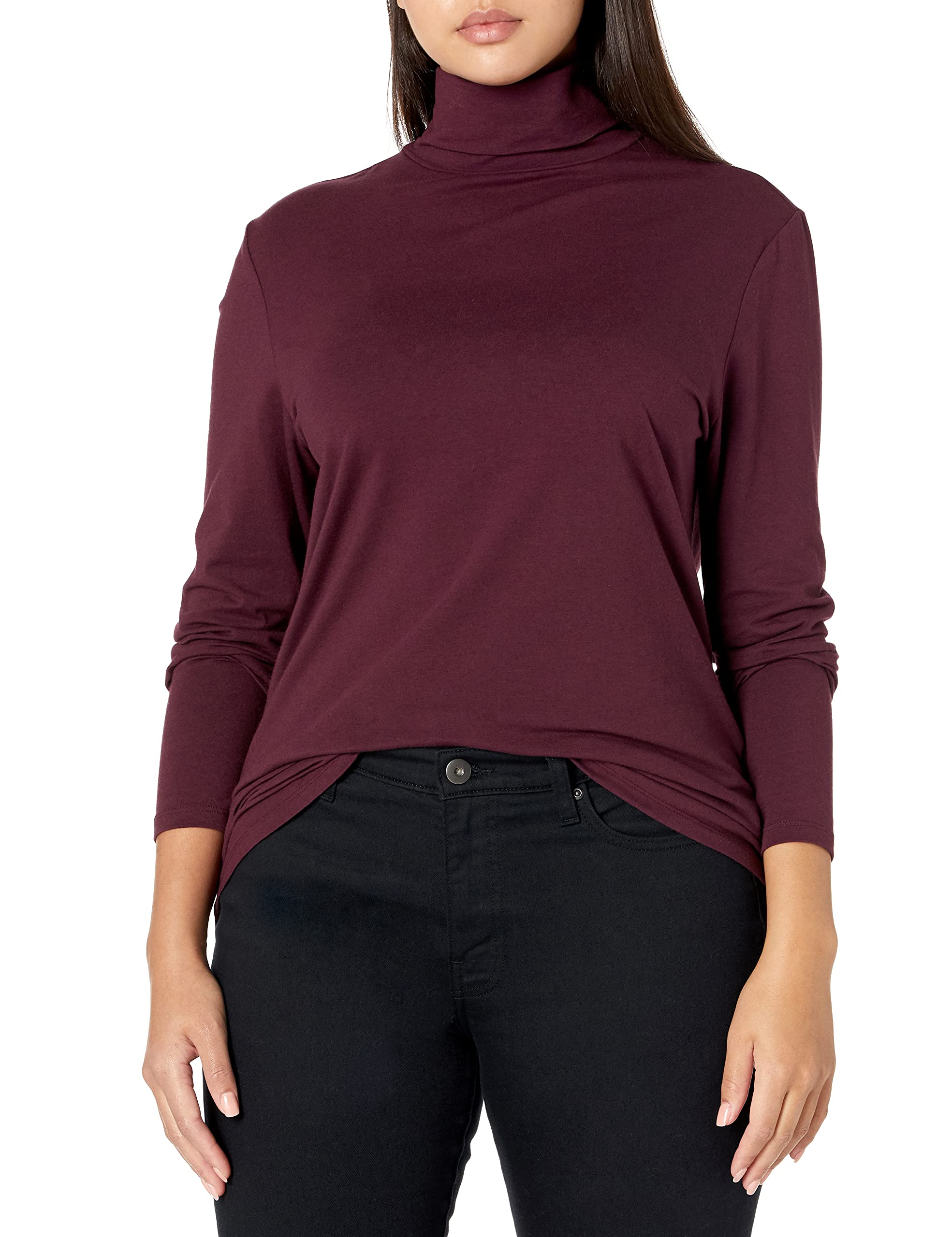 Amazon Essentials Women's Long-Sleeve Turtleneck Stretch Fleece (Available in Plus Size), Burgundy, Large