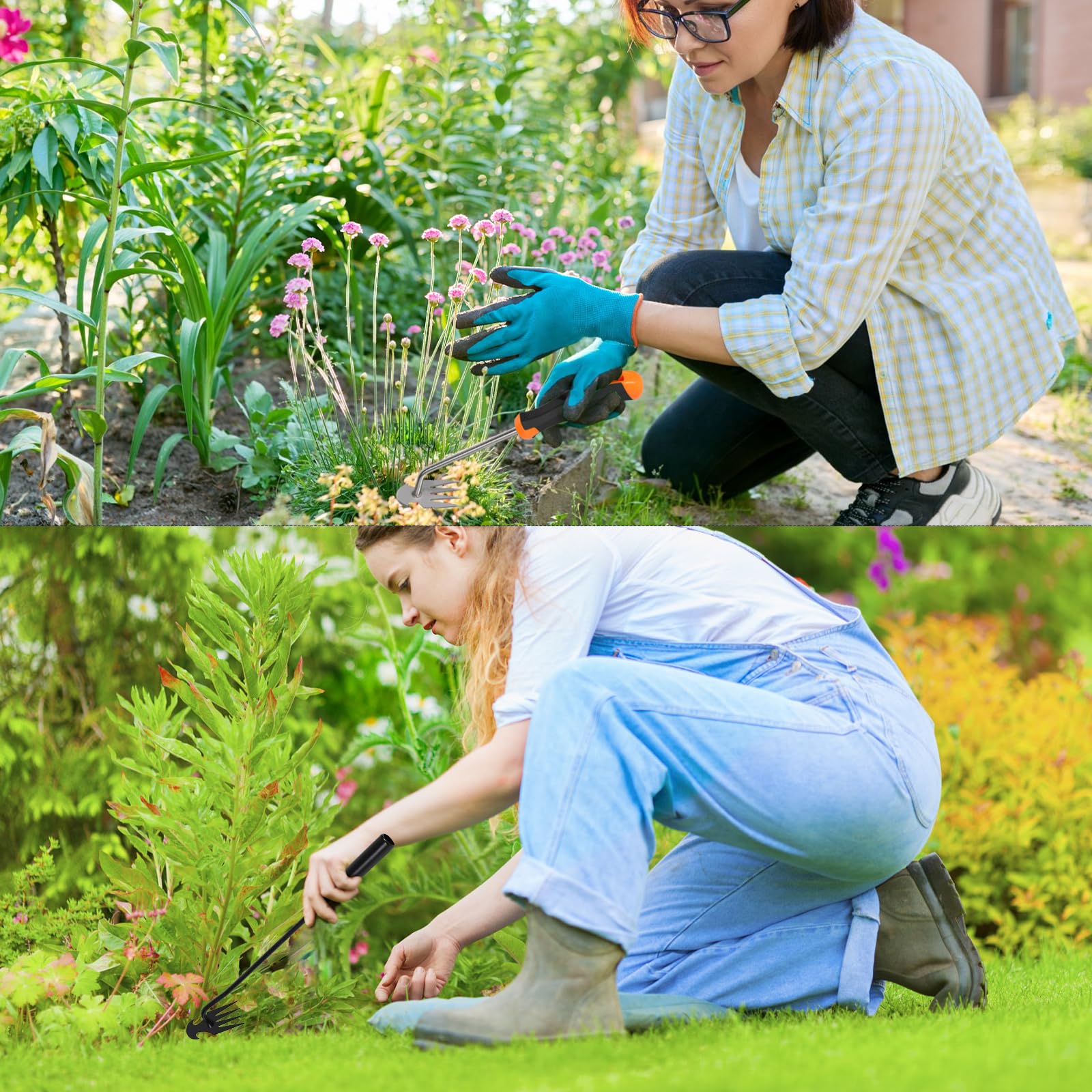 Unkrautabzieher, tragbares Unkraut-Werkzeug, Manganstahl, Gartenarbeit, für Handjäter für Gemüsegarten, Hinterhof, Bauernhof, Pflanz- und Entwurzelungswerkzeug (2 Stück)