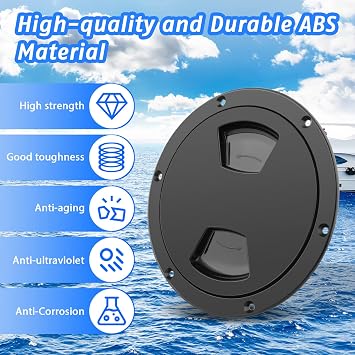 5 inch / 6 inch / 8 inch Boat Round Deck Plate Non Slip Inspection Hatch, Marine Access Port Hatch Cover with Screws, Detachable Water Tight Lid Cover for Marine Boat Yacht