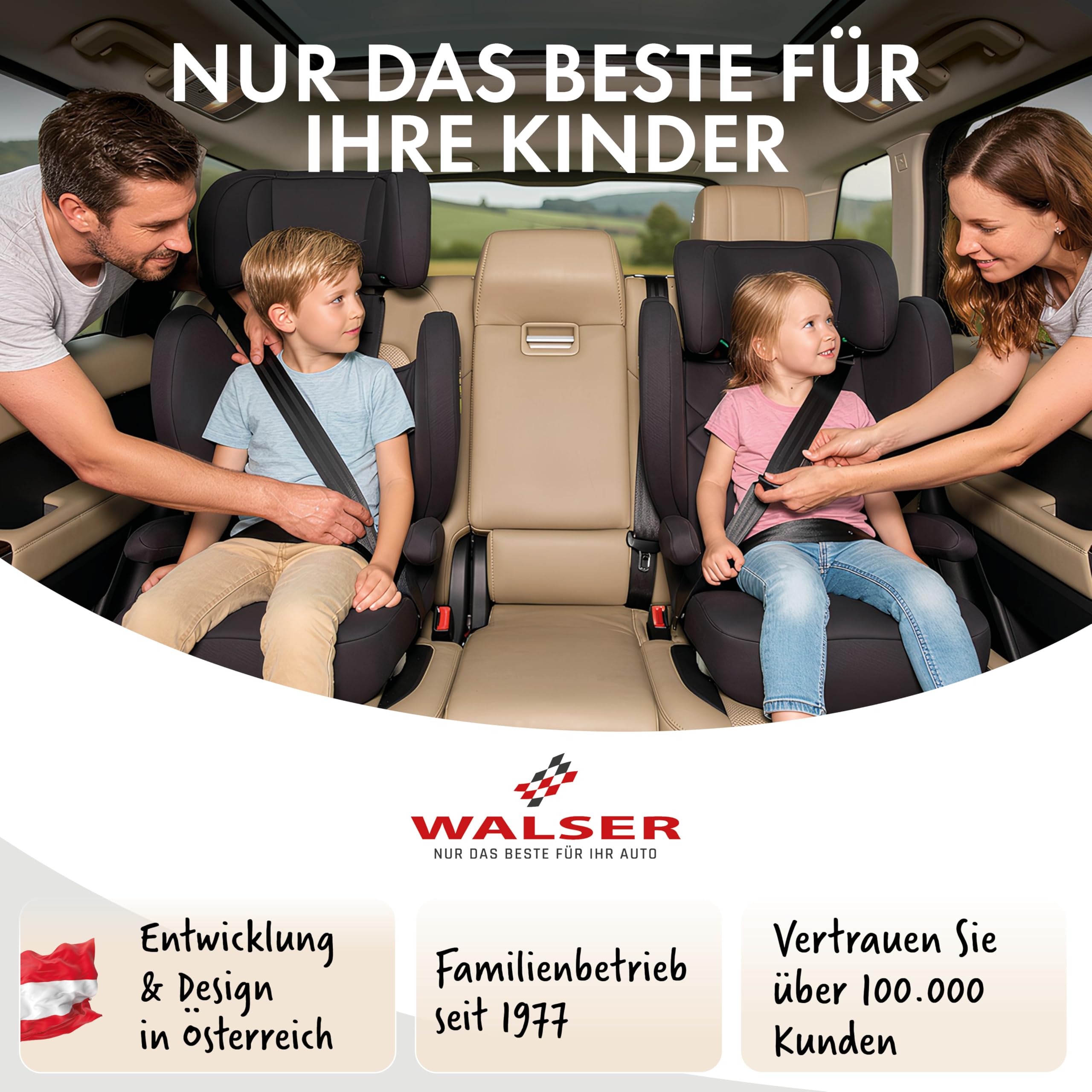 WALSER Premium Kindersitz Auto Numa 2in1 ISOFIX Kinder Sitzerhöhung abnehmbare Rückenlehne mitwachsende Kopfstütze 3-8 Jahre 100-150 cm ECE R 129 anthrazit