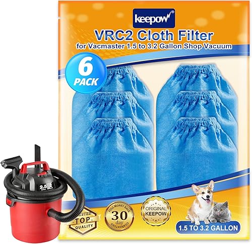 Miniatura 10 de KEEPOW Filtro de tela VRC2 compatible con Armor All Shop Vac AA155 AA256 AA255, también compatible con aspiradoras Vacmaster de 1.5 a 3.2 galones,