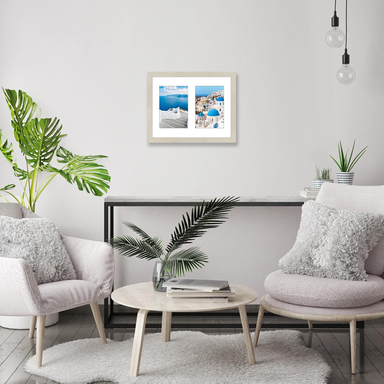 Americanflat 5x7 Double Picture Frame with Shatter-Resistant Glass - Fits Two 5x7 Photos or Use as One 11x14 Picture Frame - Signature Collection - Collage Frames for Wall Display - Light Wood