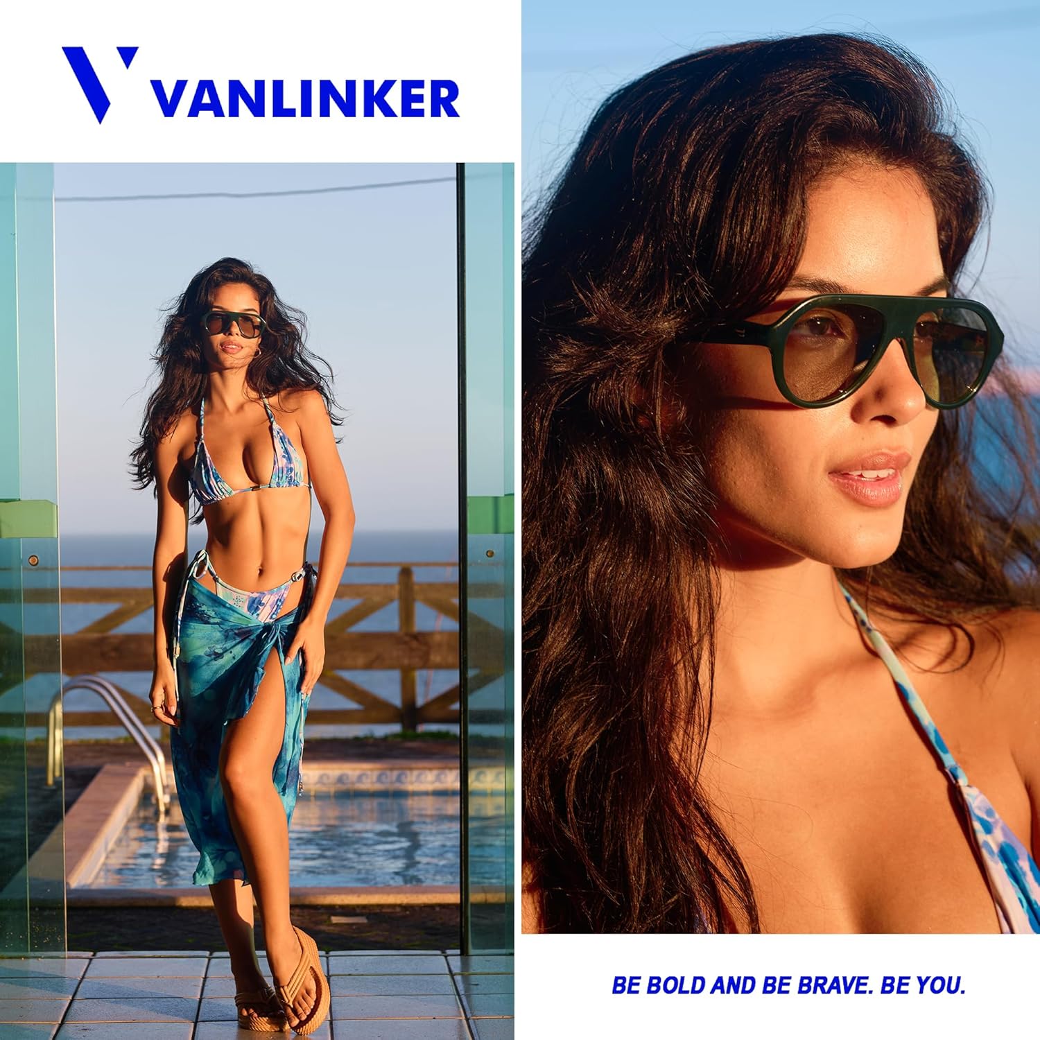 VANLINKER Retro Aviator Polarized Sunglasses for Men Women Trendy 70s Vintage Plastic Frame Sun Glasses VL9750 - Image 2