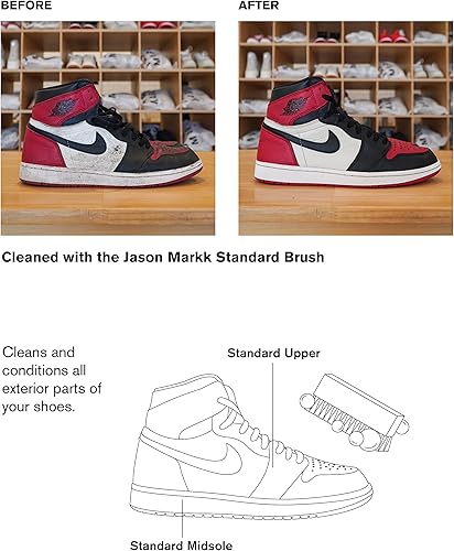 Miniatura 3 de Jason Markk Cepillo de limpieza estándar, mango de madera hecho a mano, cerdas sintéticas, resistente a las manchas difíciles y la suciedad en las