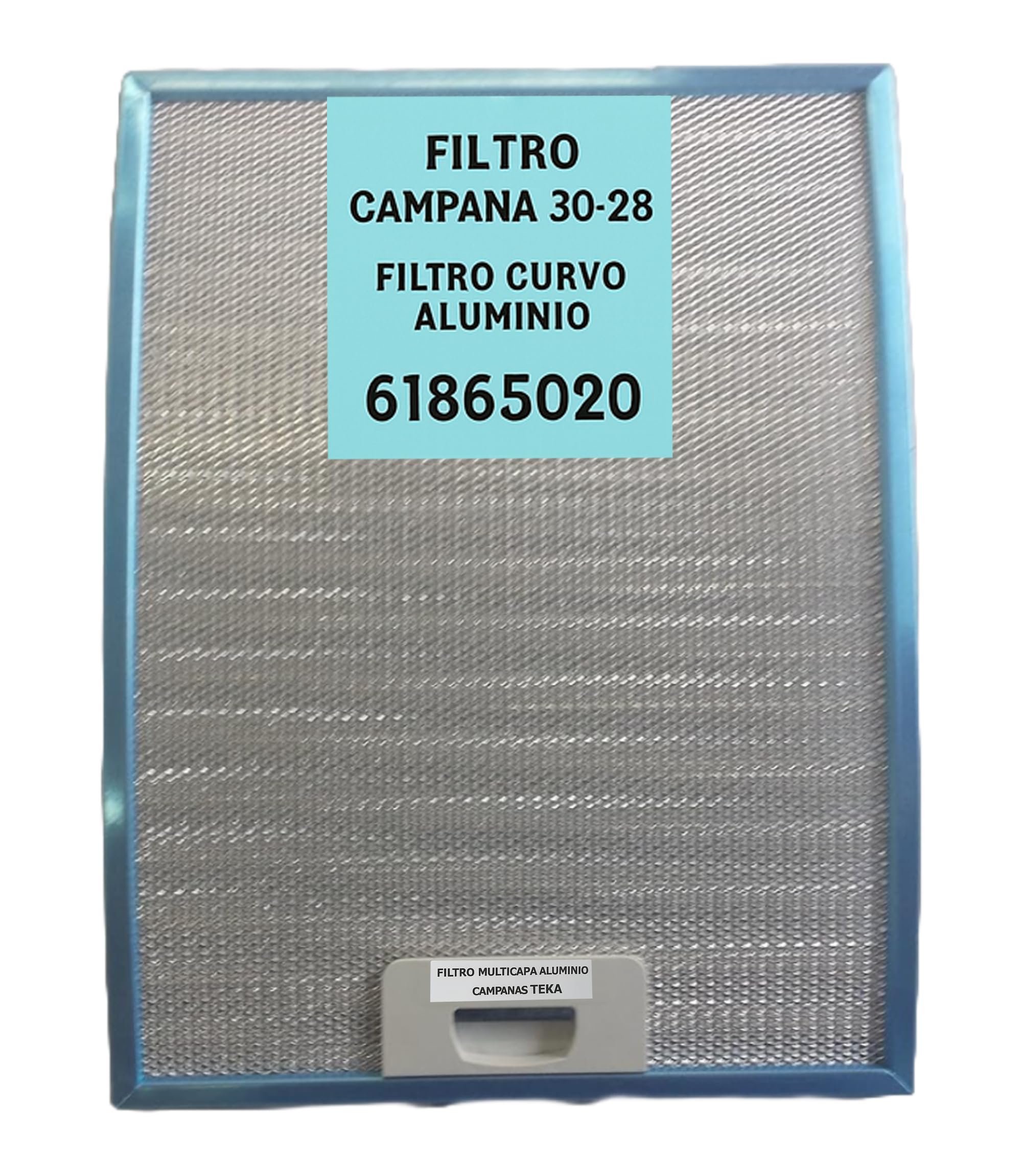 RECAMBIOS DREYMA Filtro Curvo Campana 378x278mm Aluminio Malla Multicapa Compatible con Teka Codigo 61865020 Pestana Agarre Lavable Reutilizable Repuesto Optimo Pro
