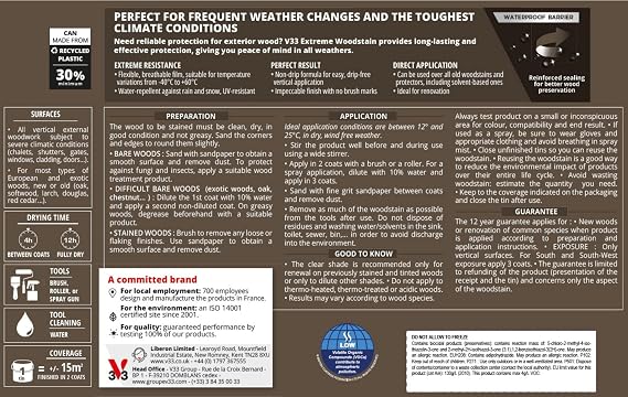 V33 Extreme Protection Woodstain for Exterior Wood, Dark Oak Satin, 2.5L