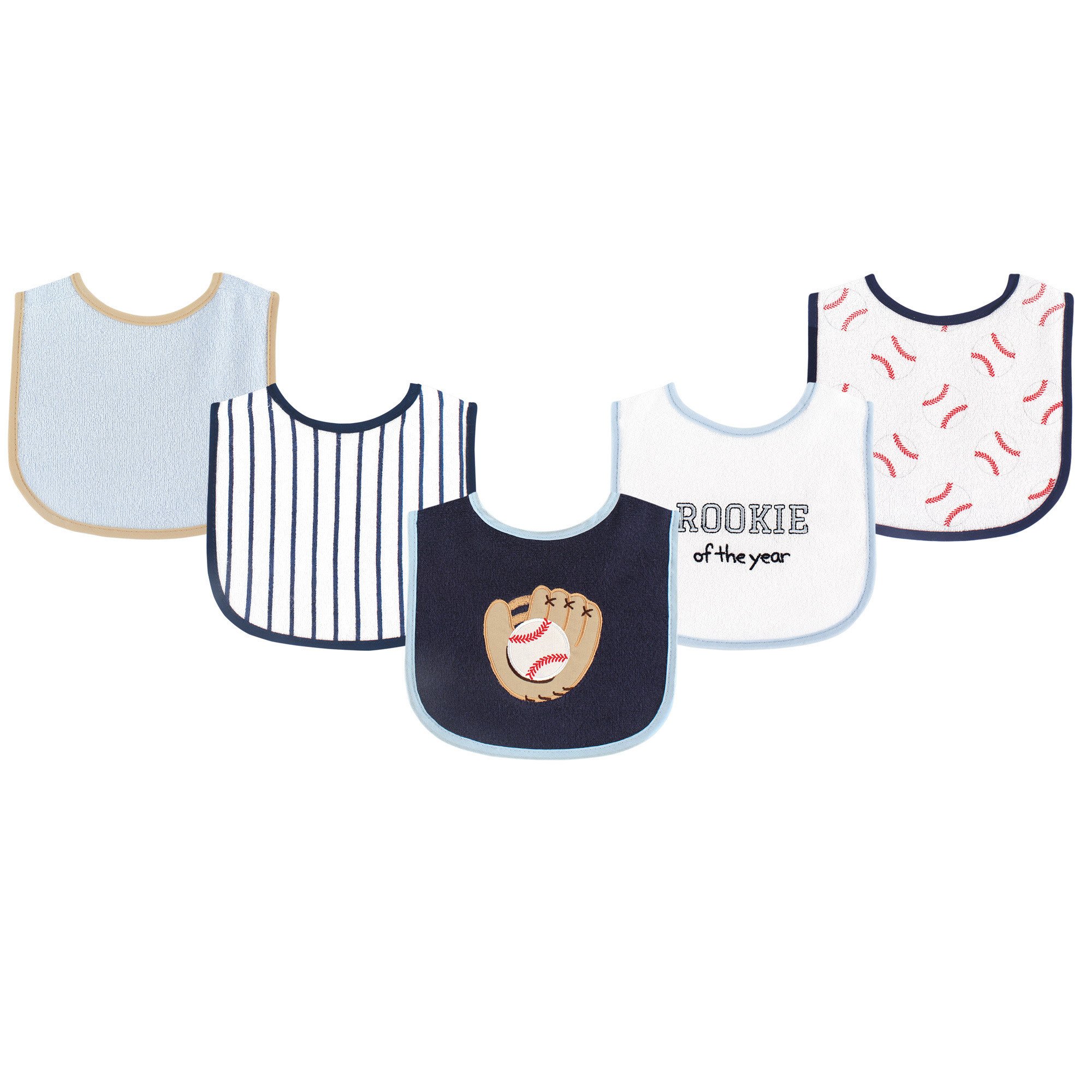 Luvable Friends Fun Prints Drooler Bibs, Baseball, 5 Count by Luvable Friends