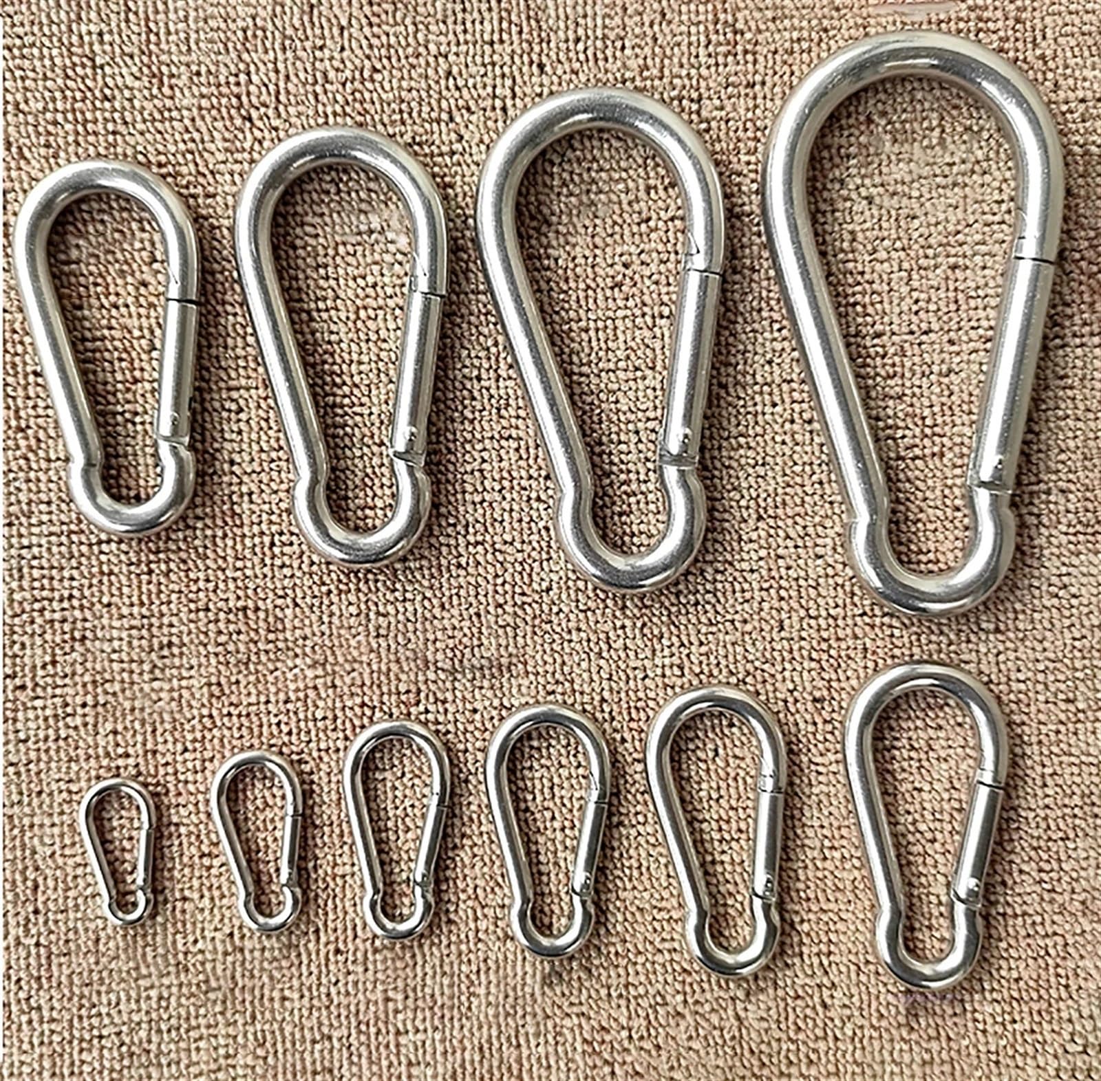 1 mosquetón de acero inoxidable 304/316, llavero con hebilla para exteriores, camping, senderismo, 120 mm de longitud, resistente al óxido, conector