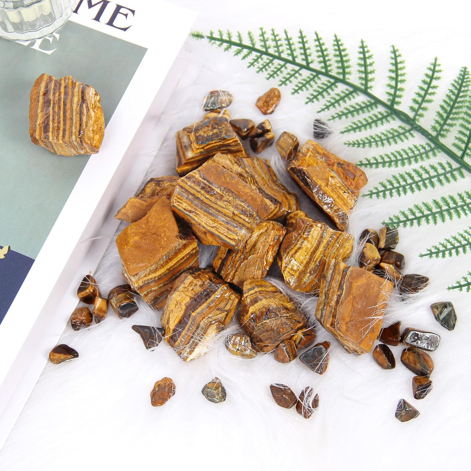 1.1lb Bulk Raw Tiger Eye Stone Rough Crystal-Natural Tiger Eye Raw Stones Crystal for Tumbling, Cabbing, Fountain Rocks, Decoration,Polishing, Wire Wrapping, Wicca & Reiki Crystal Healing - Image 5