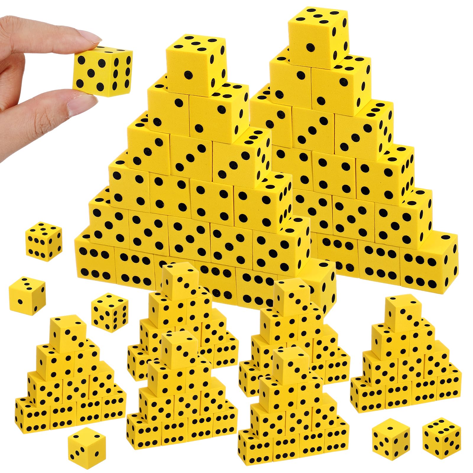 Bulk Foam Dice - 100 Yellow Dice for Games & Learning -1
