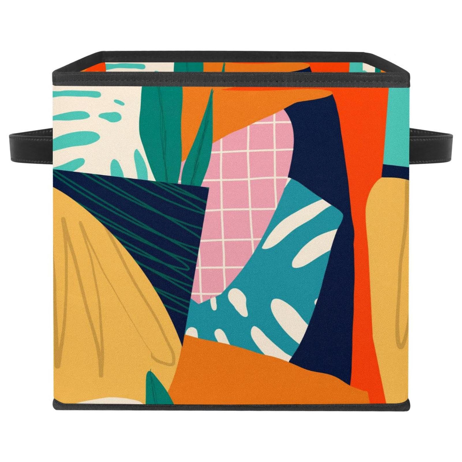 Boîte de rangement pliable motif fruits bac cube en tissu avec poignées