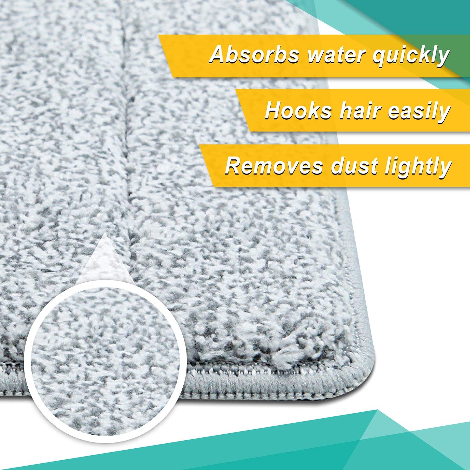 BOOMJOY 12.5" Replacement Mop Pads, Microfiber Cleaning Pads for BOOMJOY Squeeze Flat Mop, Set of 3