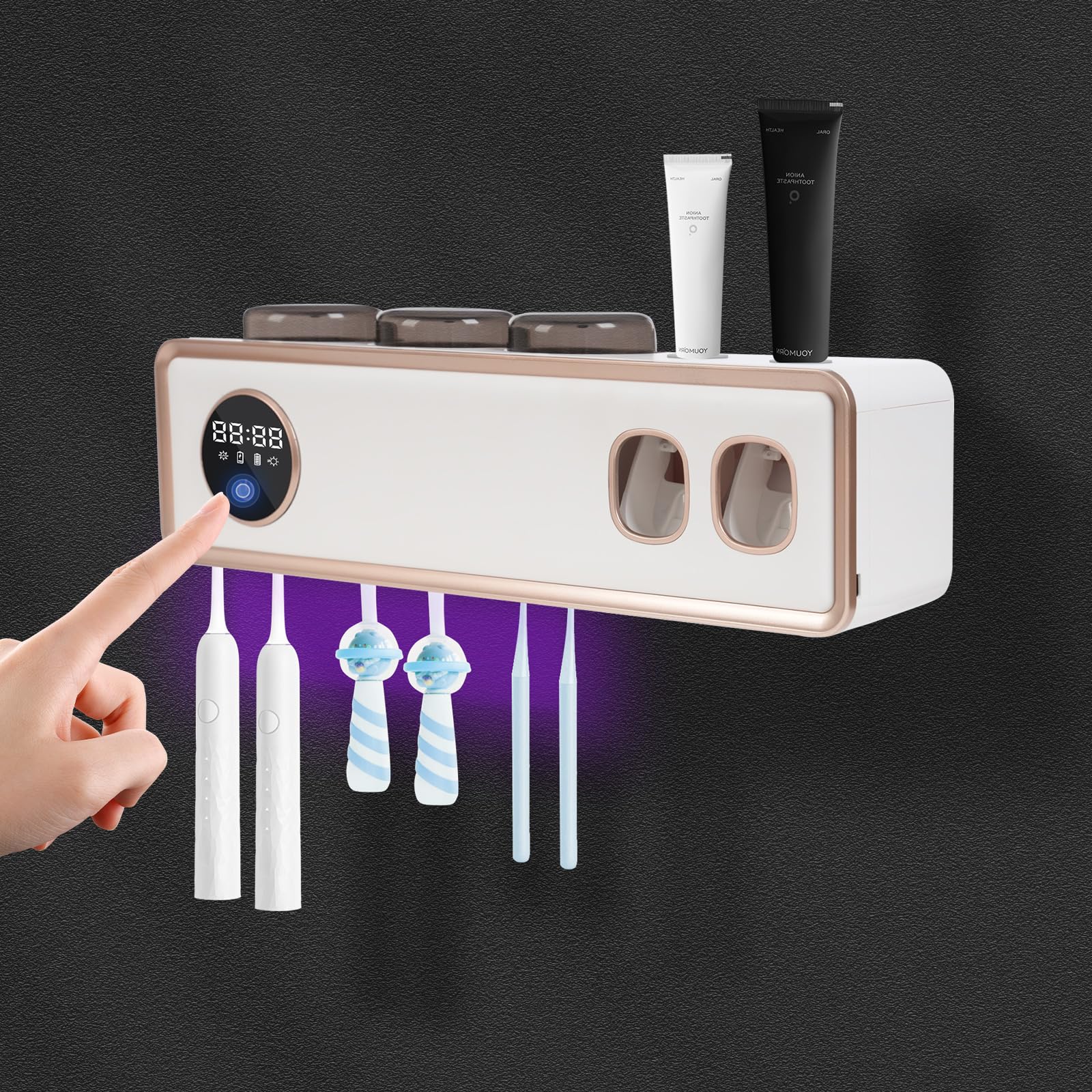 Soporte para cepillo de dientes UV, dispensador automático de pasta de dientes para baño
