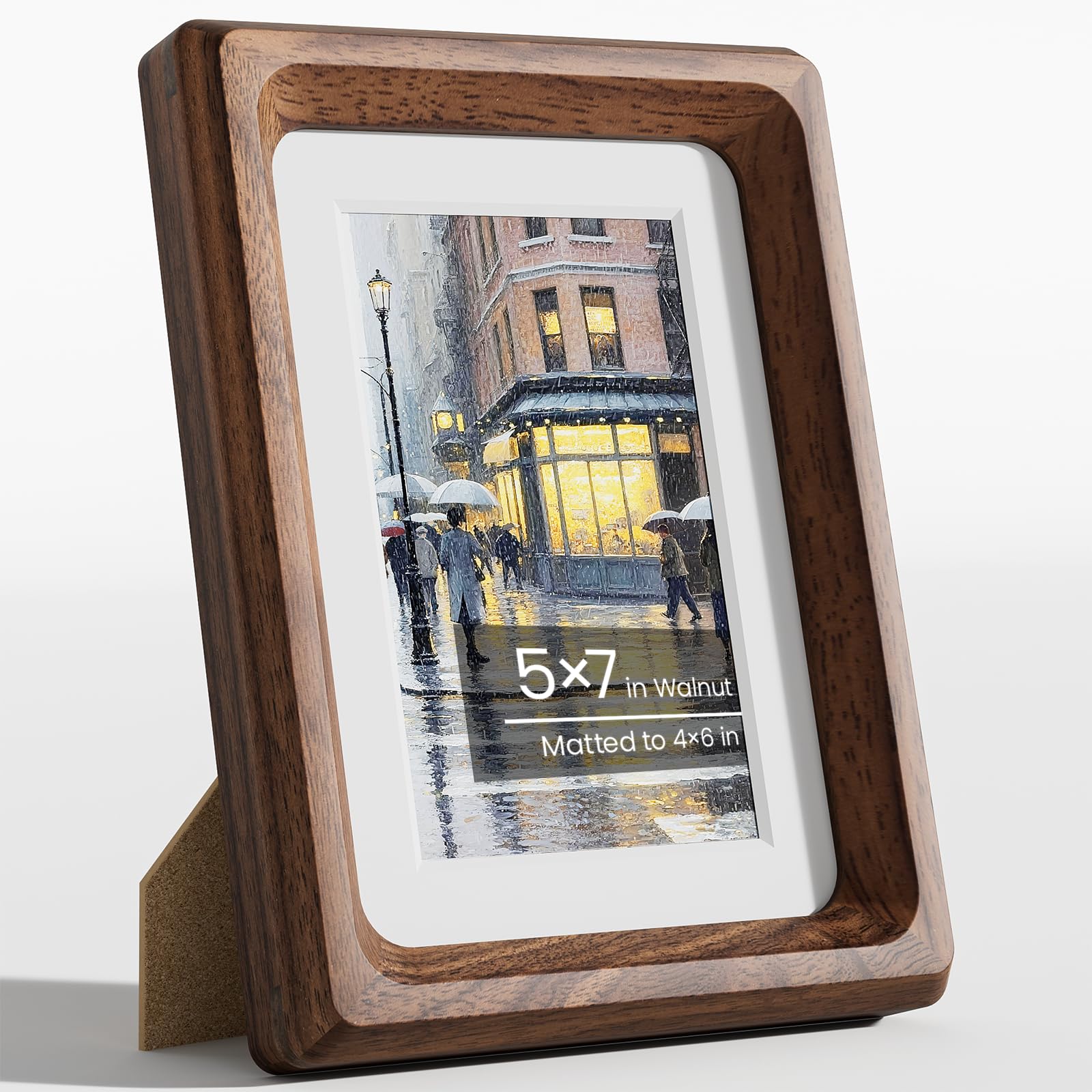 5x7 Picture Frame, Natural Solid Walnut Wood Photo Frame with Tempered Glass, Handcrafted Rounded Corner 5x7 in Frames Matted to 4x6 in Photos, Wall or Tabletop Display