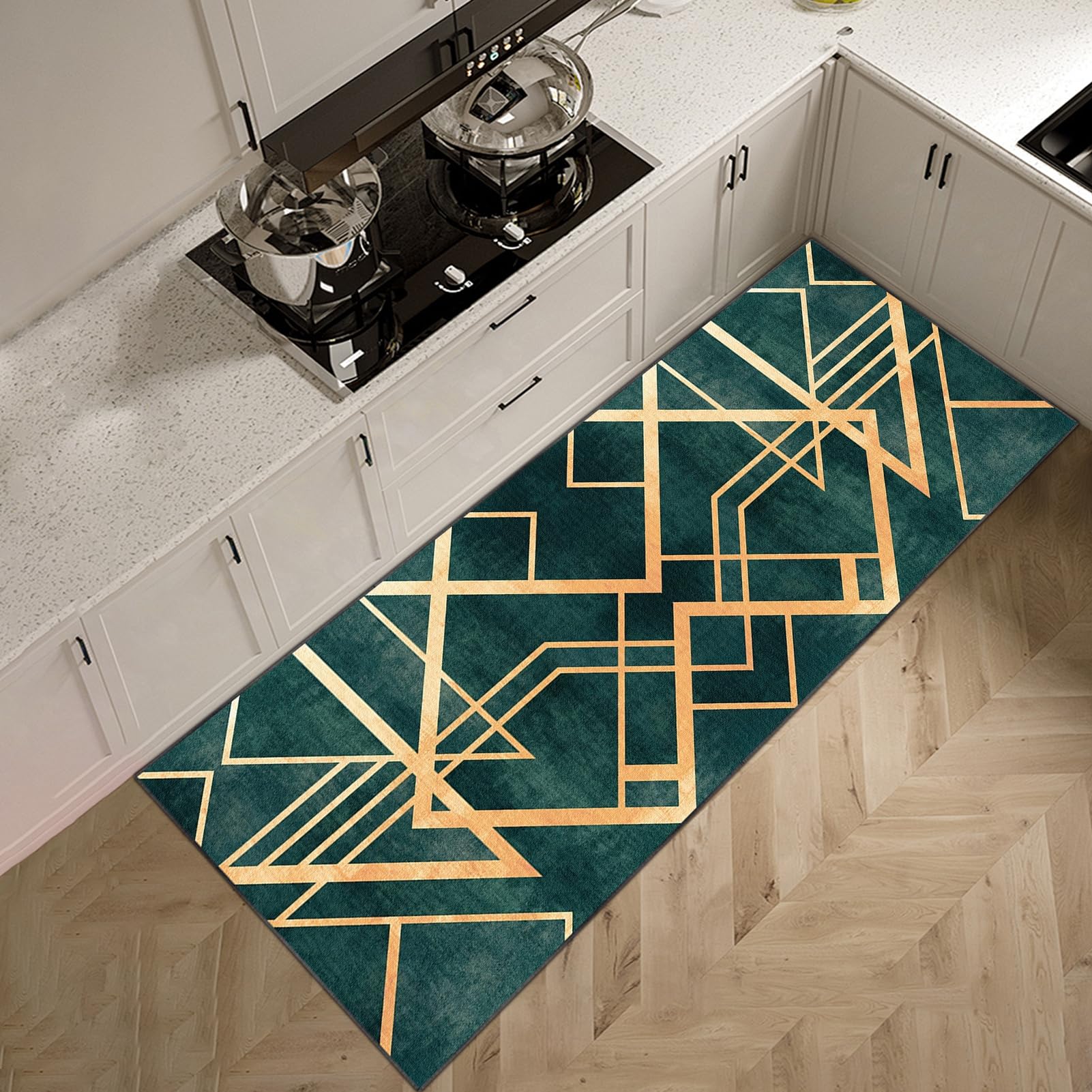 Tapis De AntidéRapant Rectangle Lavable Tapis Couloir Long Moderne Motifs Géométriques Moderne Design Tapis Cuisine avec Fond AntidéRapant Tapis d Salon Entree Interieur 90 x 150 cm