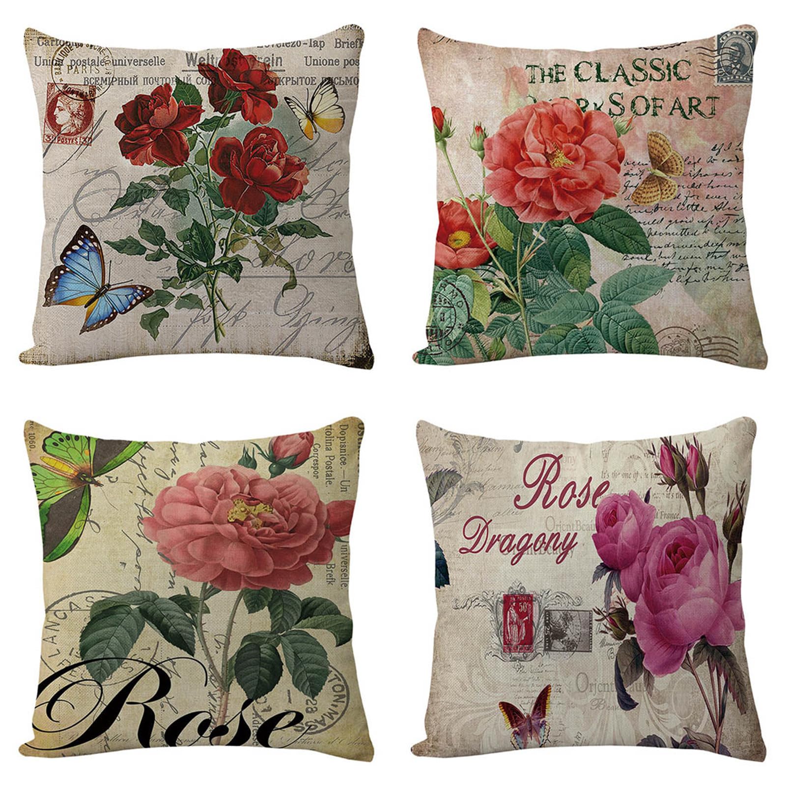Housses de coussin 55x55 fleur vintage pour créer une ambiance bohème et chaleureuse au salon