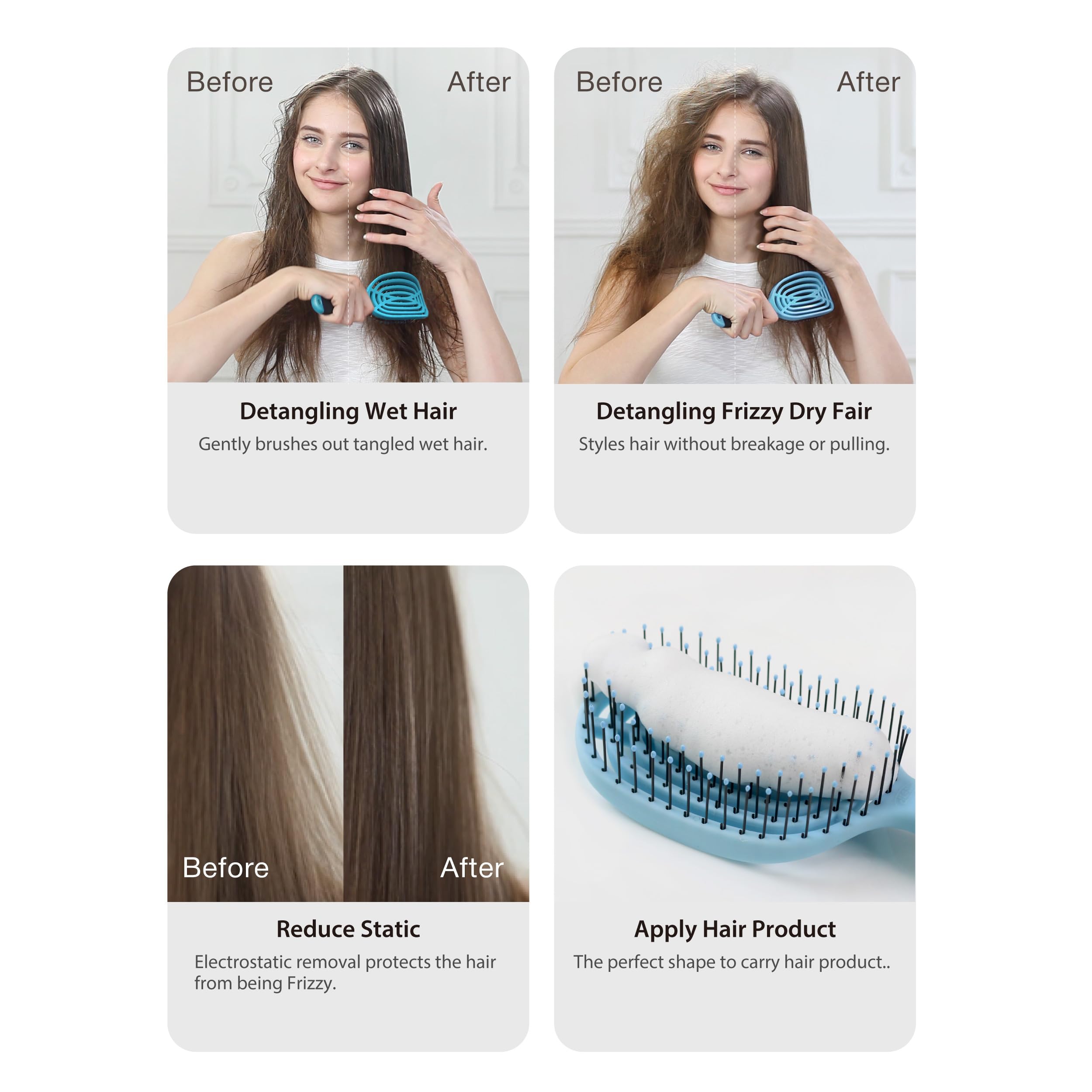 NuWay® DoubleC® - Cepillo desenredante para el cabello, el cepillo original para el cuidado del cuero cabelludo para el hogar, cepillo patentado de doble curvo para desenredar suavemente, peinado de