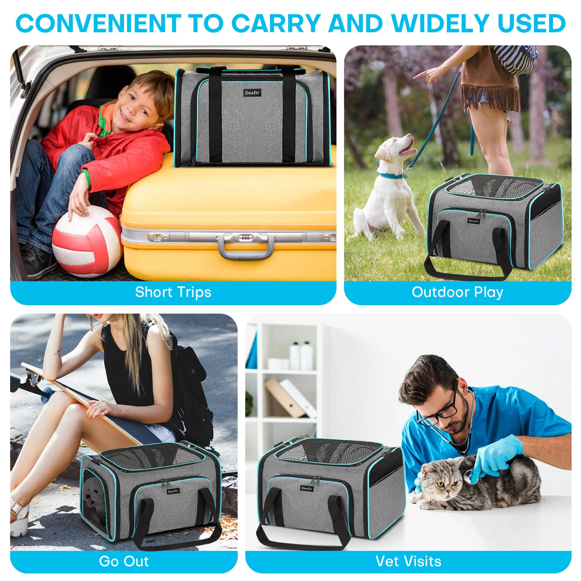 Premium Pet Carrier – Dog & Cat Travel Bag, Airline Approved, Soft-Sided Design for Small to Large Pets, TSA Compliant, Expandable & Collapsible (Brown) - image 3
