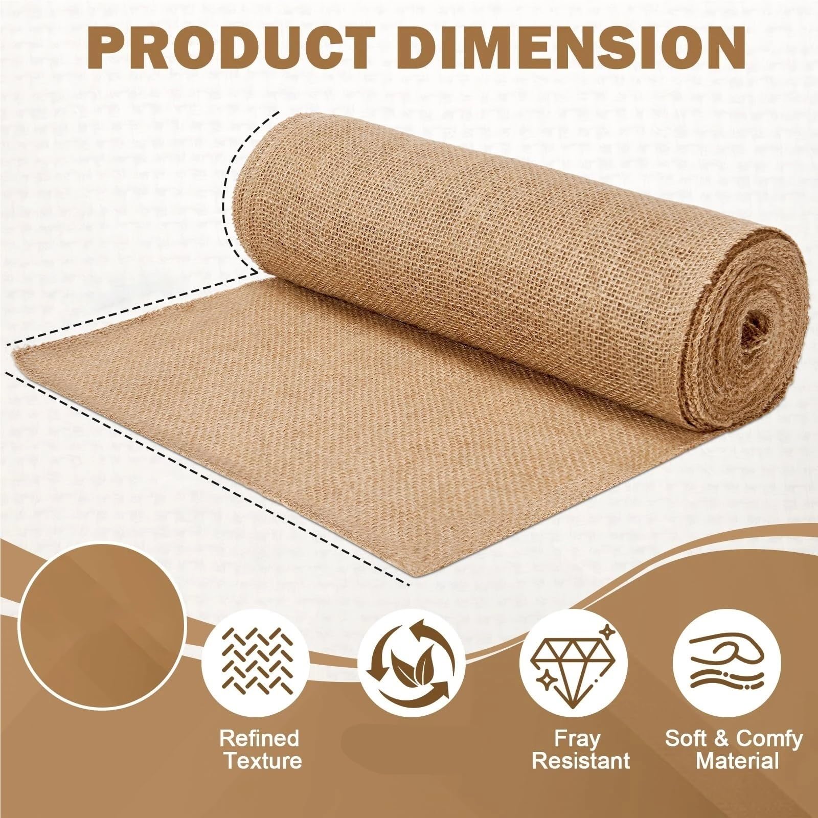 Telas Para Costura Caminos de mesa de arpillera, camino de yute para, rollo de tela for bodas, manteles individuales, manualidades, decoración del hogar, jardinería(Width 12cm)