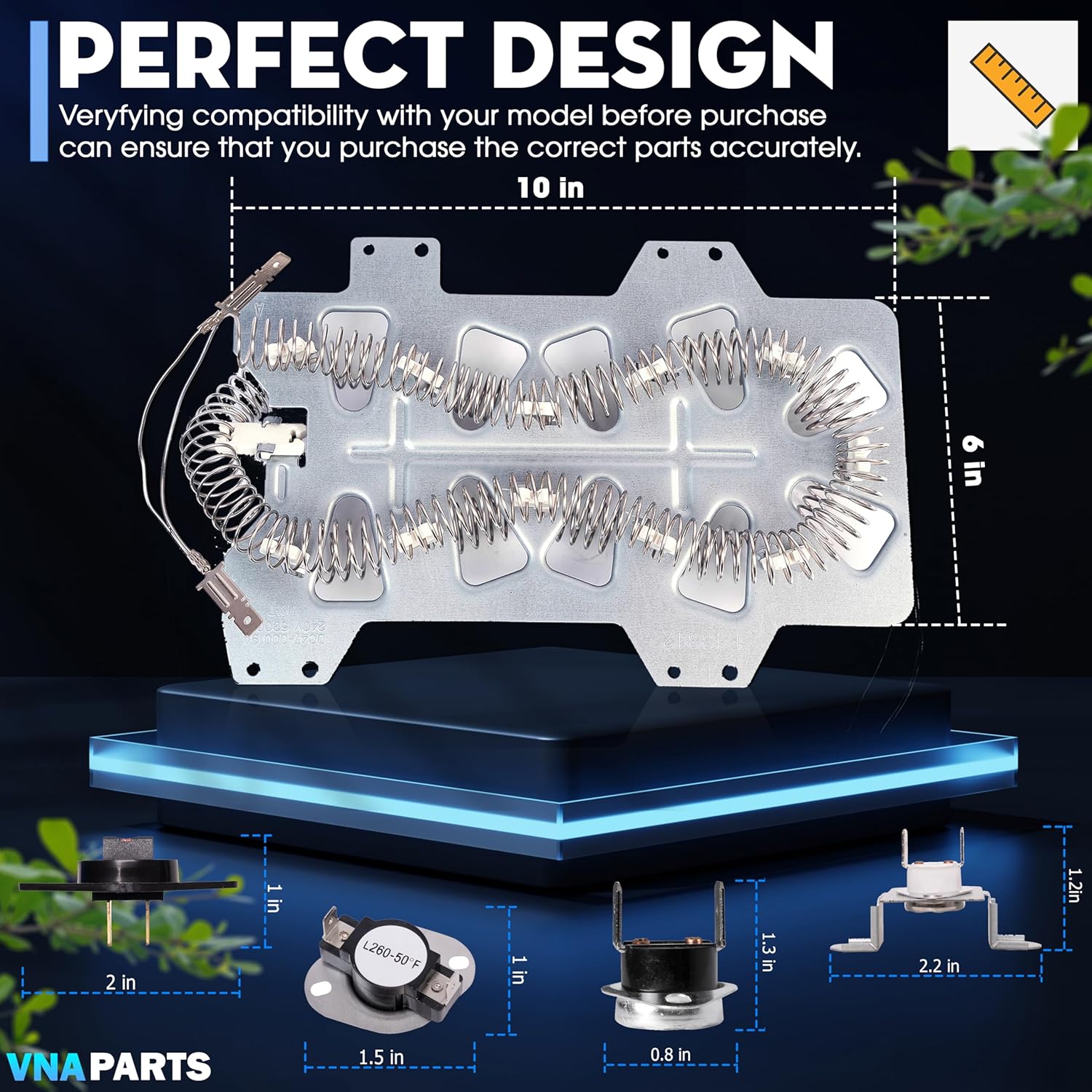 Dryer Heating Element for Samsung DV330AEW/XAA, Samsung DV5471AEW/XAA, Samsung DV337AER/XAA-0000, Samsung DV405ETPASU/AA-0001 Dryers
