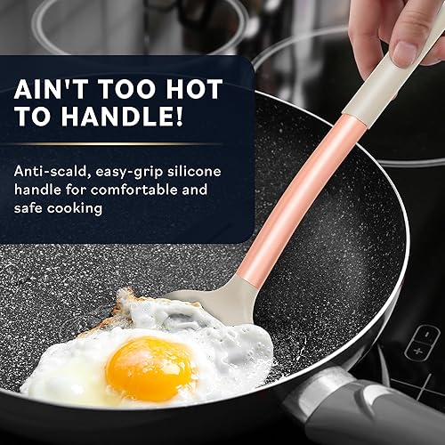 Miniatura 3 de Home Hero Juego de espátulas de silicona  Turner sólido de acero inoxidable y girador ranurado  Juego de utensilios de cocina antiadherentes sin BPA