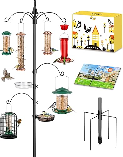 iBorn Ganchos de pastor de 1 pulgada de grosor para poste de comedero de aves al aire libre, 78 pulgadas de altura, soporte para comedero de