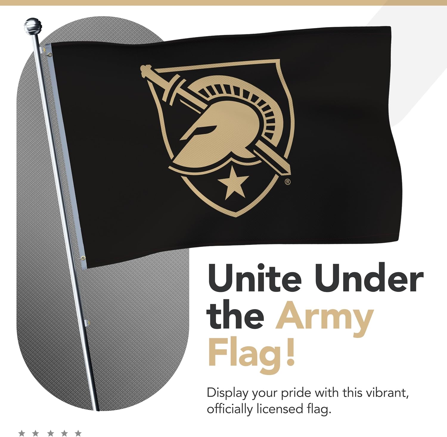 Army Black Knights College Sports Printed Flag - NCAA Licensed - Nylon - School Banner (Black, Gold) (5' x 8')