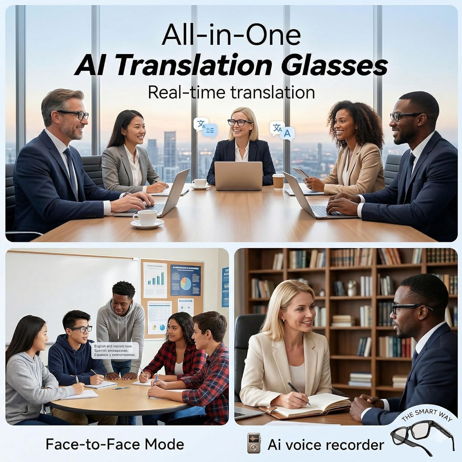 AI Smart Glasses with Camera & Video 1080P HD, Wearable Video Recording Glasses, Hands-Free First-Person View for Live Vlog, Travel and Sports