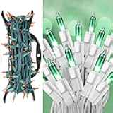 CXLHO Green String Lights 33FT 100 Incandescent Bulbs Mini Lights for St. Patrick Day and 12Pack Christmas Light Storage Holder Bundle