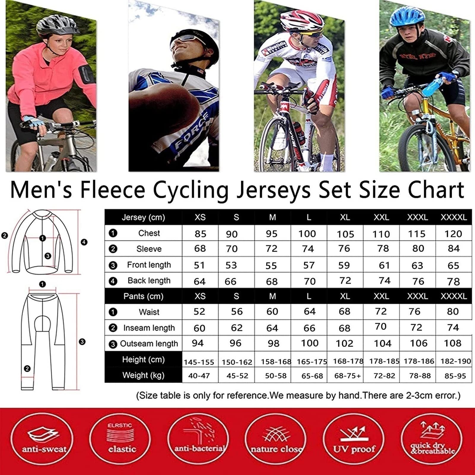 KAISUN Costume da Ciclismo Uomo da Squadre Professionali, MTB Bici Maniche Lunghe Maglia da Ciclismo con Pantaloncini, Sport Outdoor Cycling Jersey